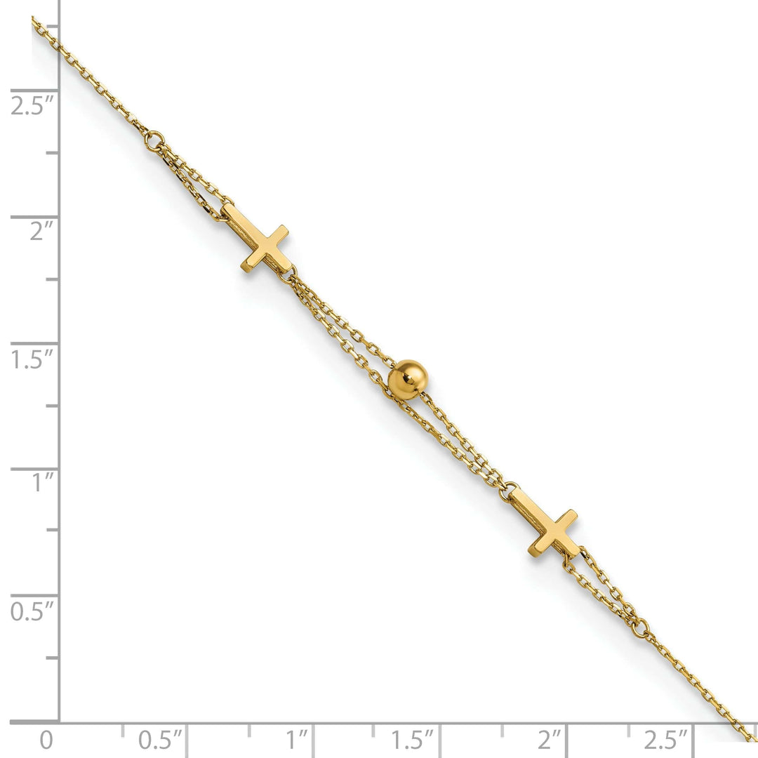 Lovely Rita's Bracelets 14k yellow gold double strand cross bracelet 7.5-inch