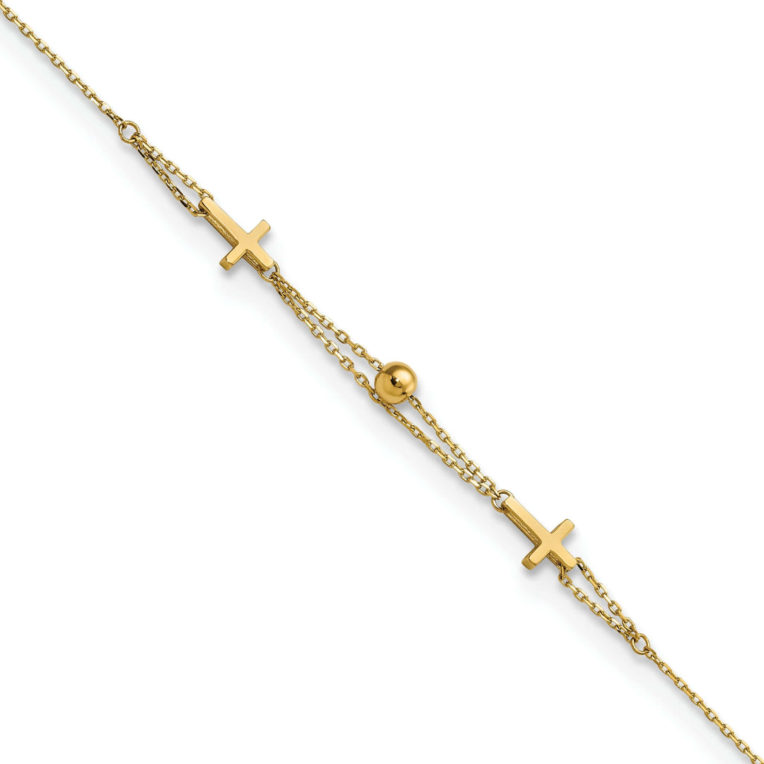 Lovely Rita's Bracelets 14k yellow gold double strand cross bracelet 7.5-inch