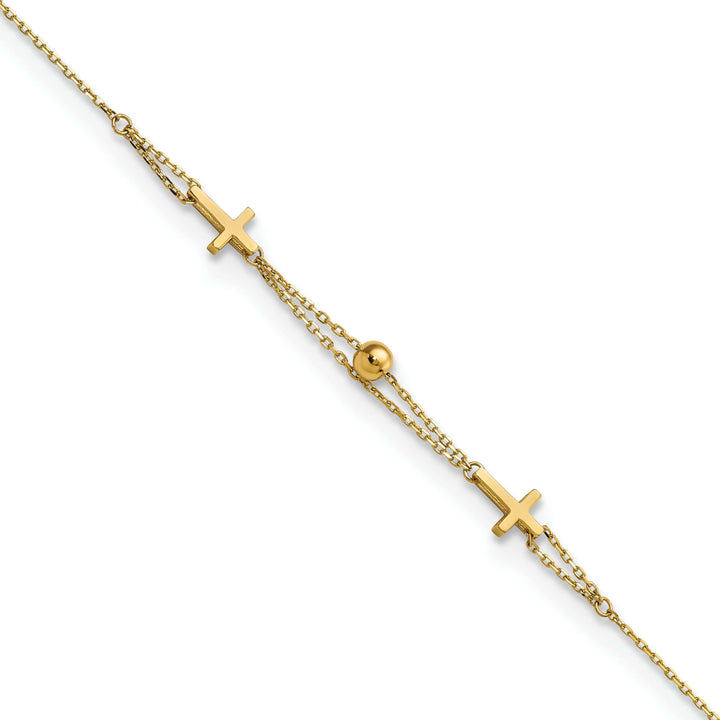 Lovely Rita's Bracelets 14k yellow gold double strand cross bracelet 7.5-inch