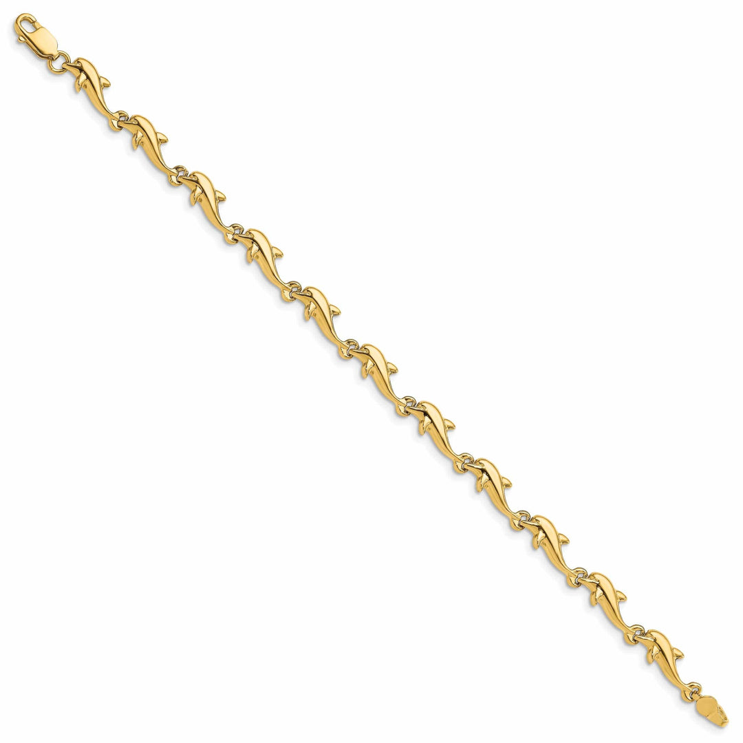 Lovely Rita's Bracelets 14k Yellow Gold Fancy Dolphin Bracelet-7-inch, 5.5-MM wide