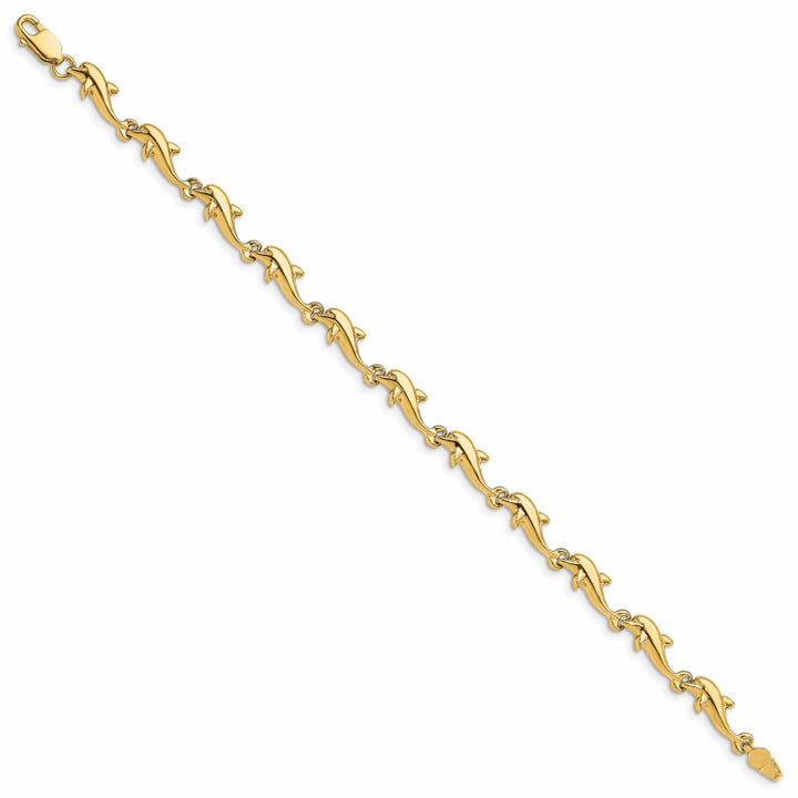 Lovely Rita's Bracelets 14k Yellow Gold Fancy Dolphin Bracelet-7-inch, 5.5-MM wide