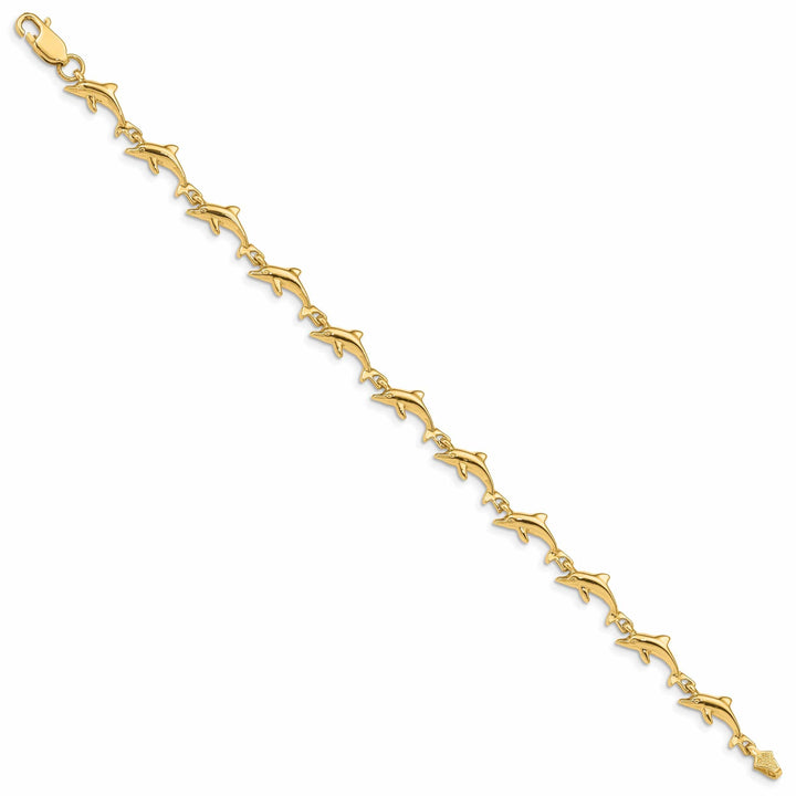 Lovely Rita's Bracelets 14k Yellow Gold Fancy Dolphin Bracelet-7-inch, 7-MM wide