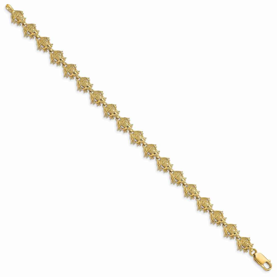 Lovely Rita's Bracelets 14k Yellow Gold Frog Charm Bracelet - 7.25", 8.4mm Wide,