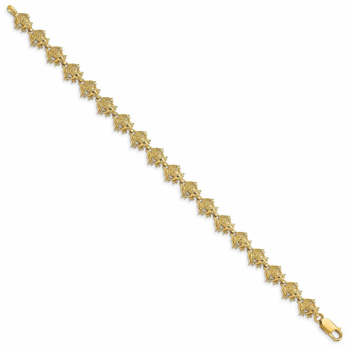 Lovely Rita's Bracelets 14k Yellow Gold Frog Charm Bracelet - 7.25", 8.4mm Wide,