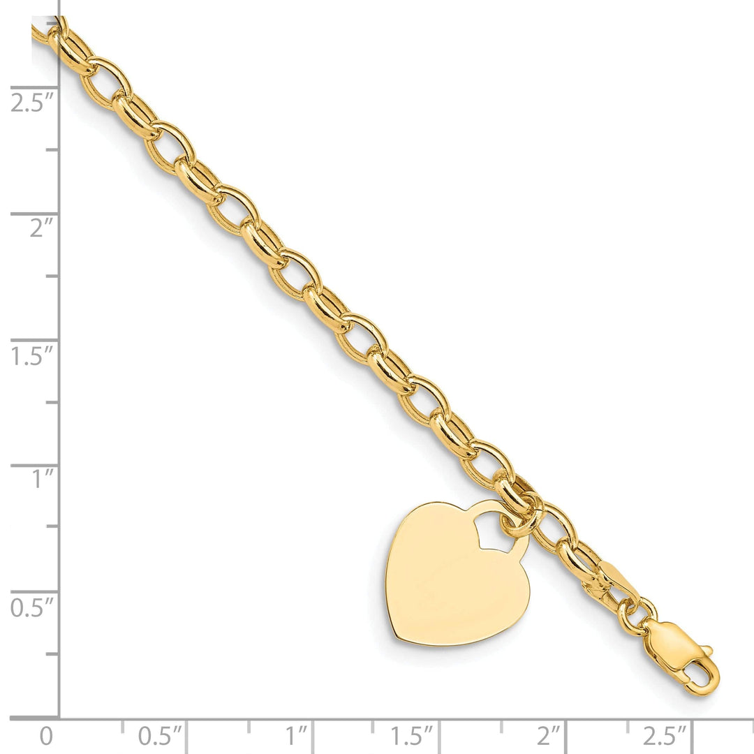 Lovely Rita's Bracelets 14k yellow gold heart link charm bracelet 7.5-inch, 15-mm width