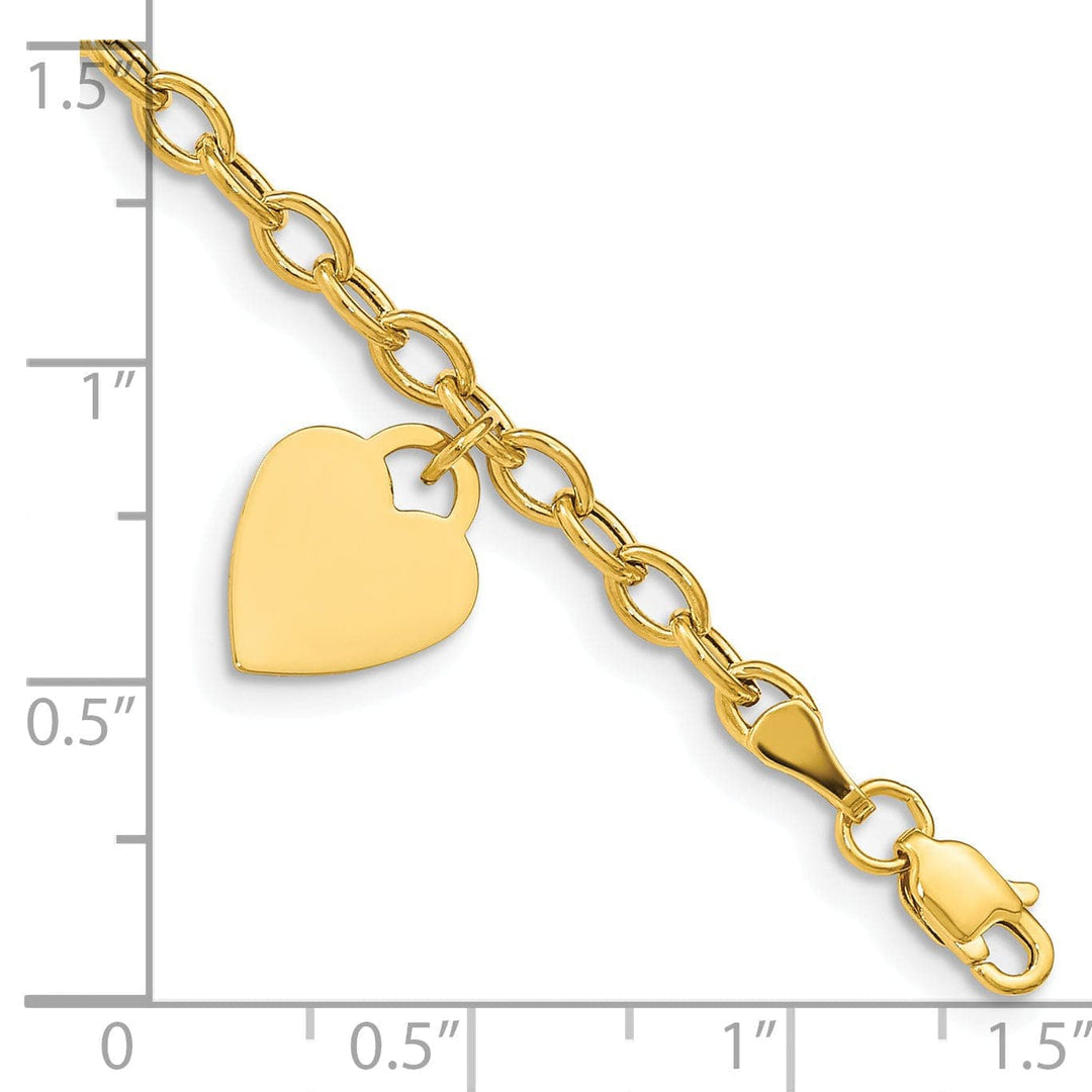 Lovely Rita's Bracelets 14k yellow gold heart link charm bracelet 7.5-inch length, 10.5-mm width