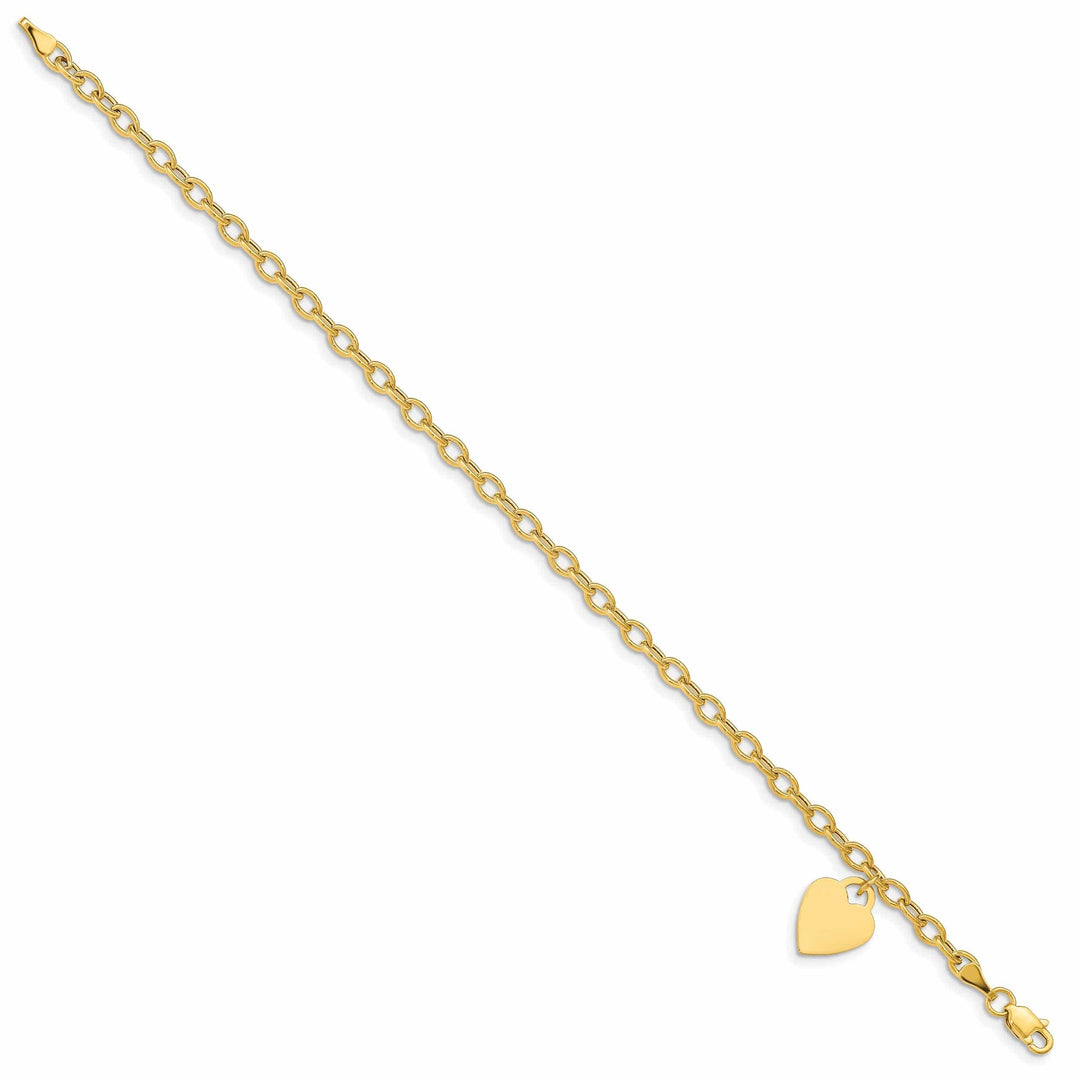 Lovely Rita's Bracelets 14k yellow gold heart link charm bracelet 8.5-inch, 10.5-mm width