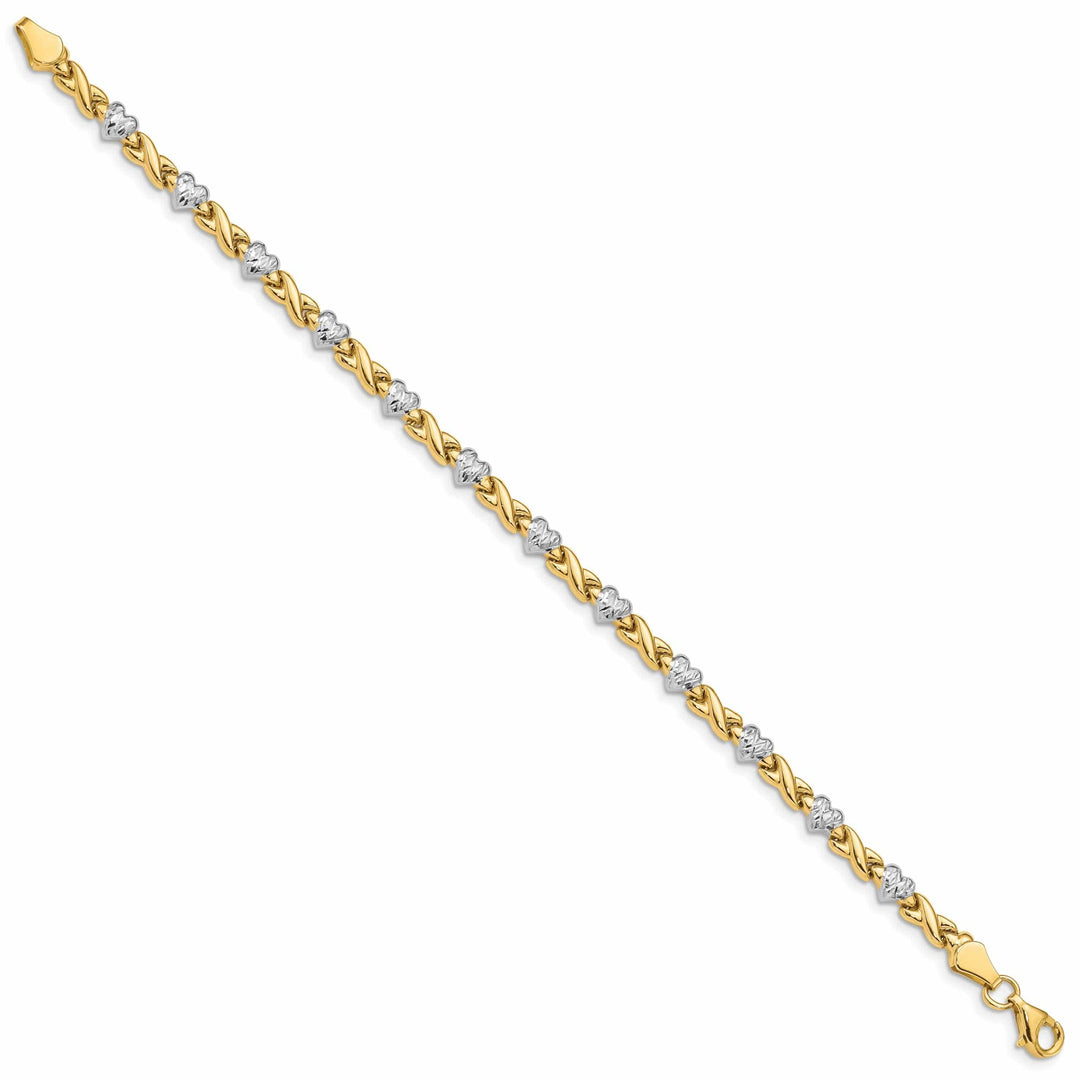 Lovely Rita's Bracelets 14k yellow gold Hearts and X bracelet 7-inch