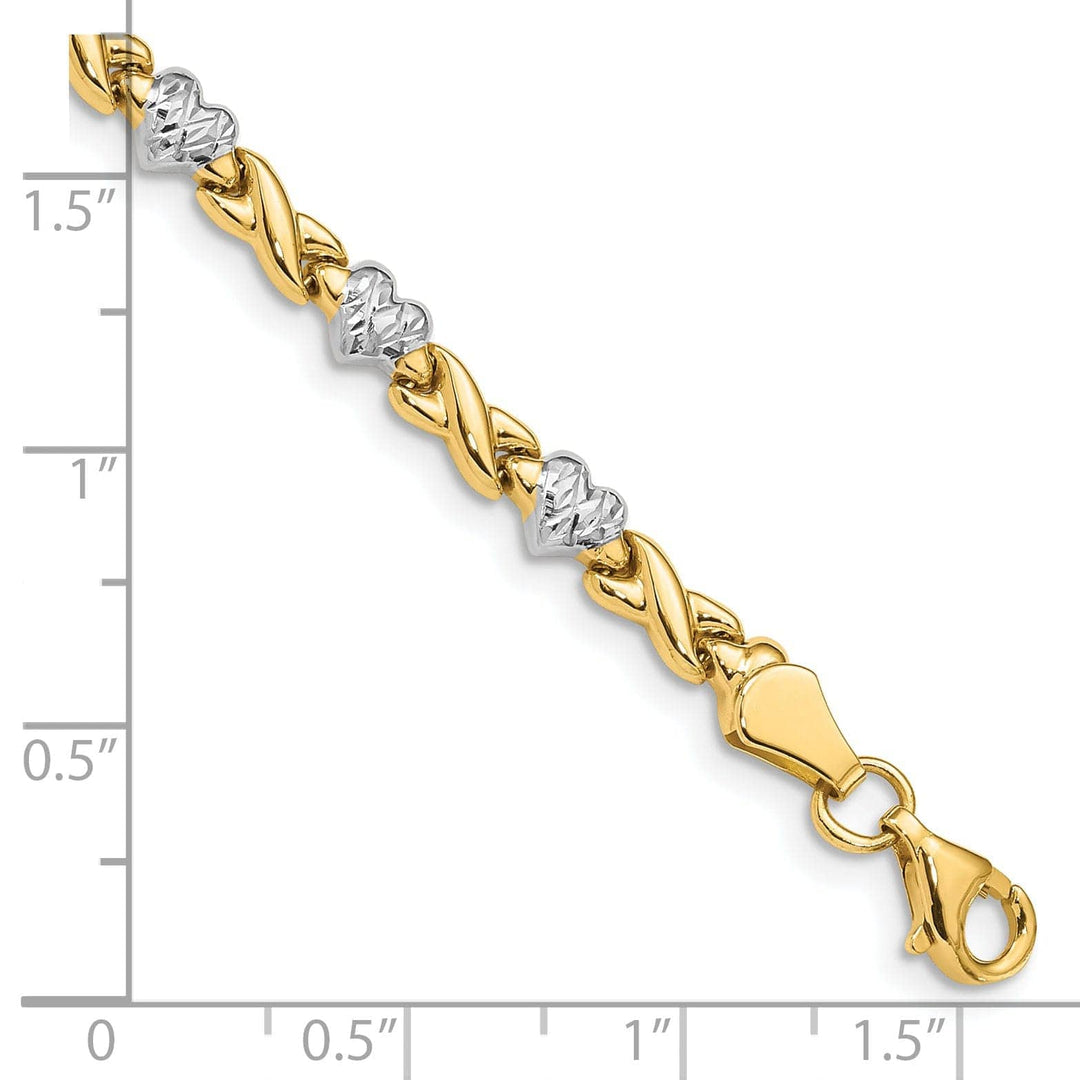 Lovely Rita's Bracelets 14k yellow gold Hearts and X bracelet 7-inch