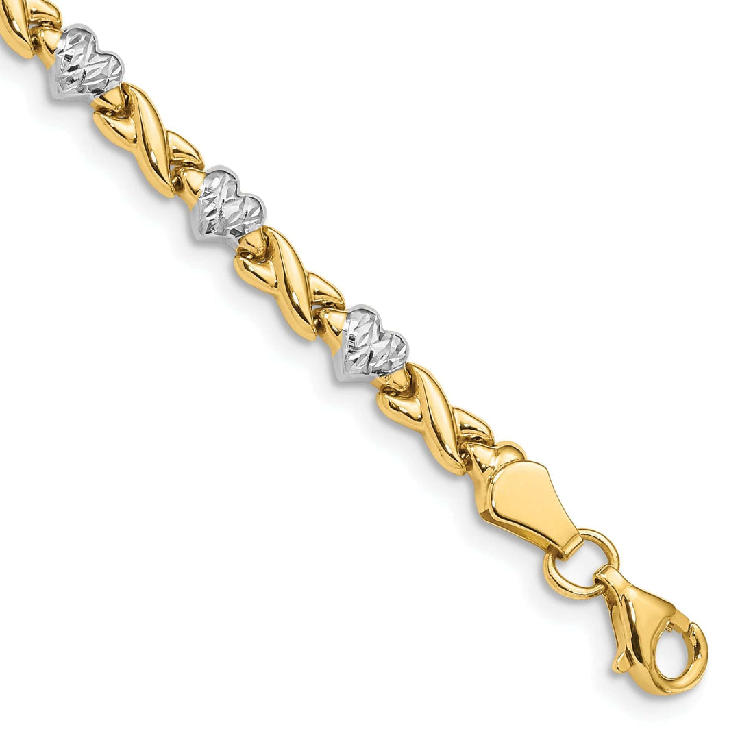 Lovely Rita's Bracelets 14k yellow gold Hearts and X bracelet 7-inch