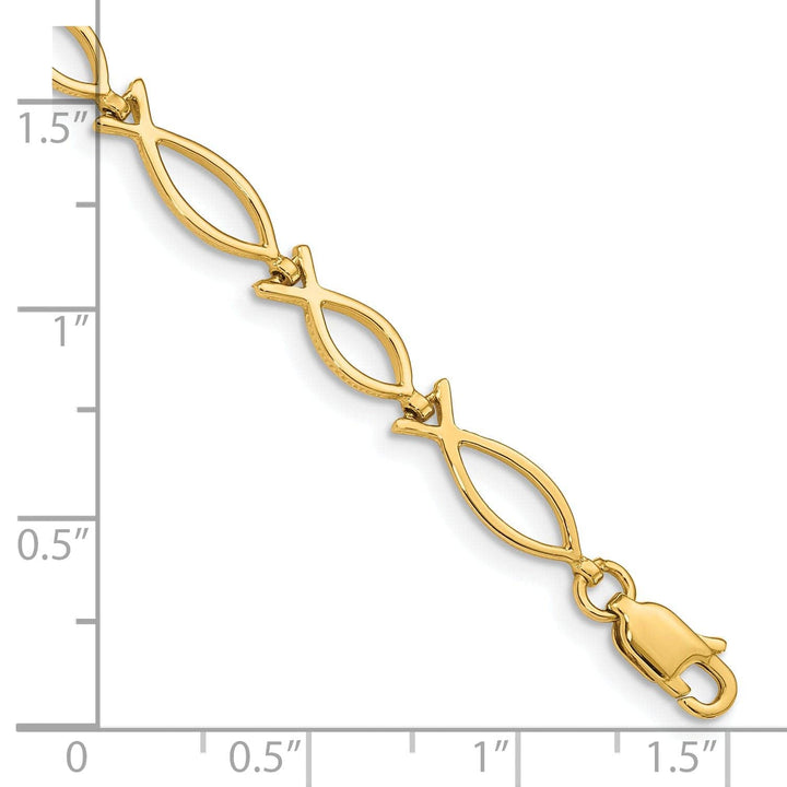 Lovely Rita's Bracelets 14k yellow gold ichthus (fish) bracelet religious design, 7-inch