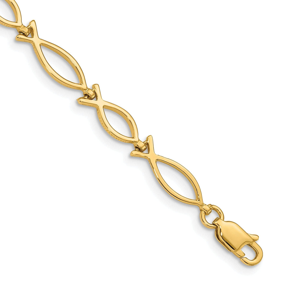 Lovely Rita's Bracelets 14k yellow gold ichthus (fish) bracelet religious design, 7-inch