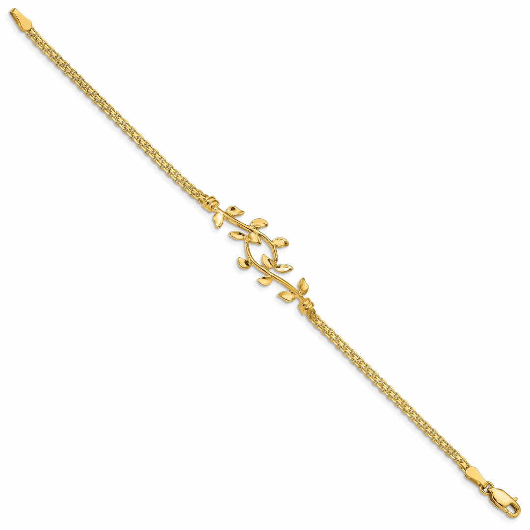 Lovely Rita's Bracelets 14K yellow gold leaf bracelet 7-inch, 13mm wide domed shape