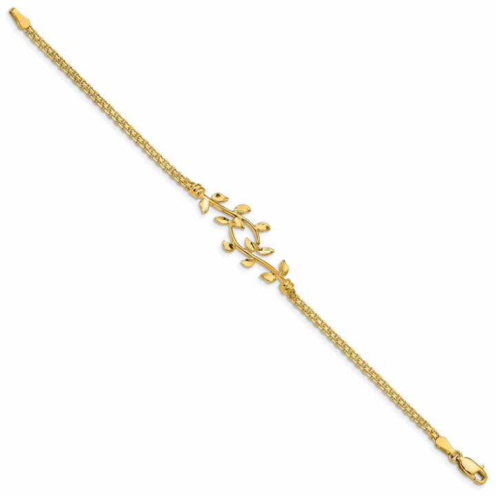 Lovely Rita's Bracelets 14K yellow gold leaf bracelet 7-inch, 13mm wide domed shape
