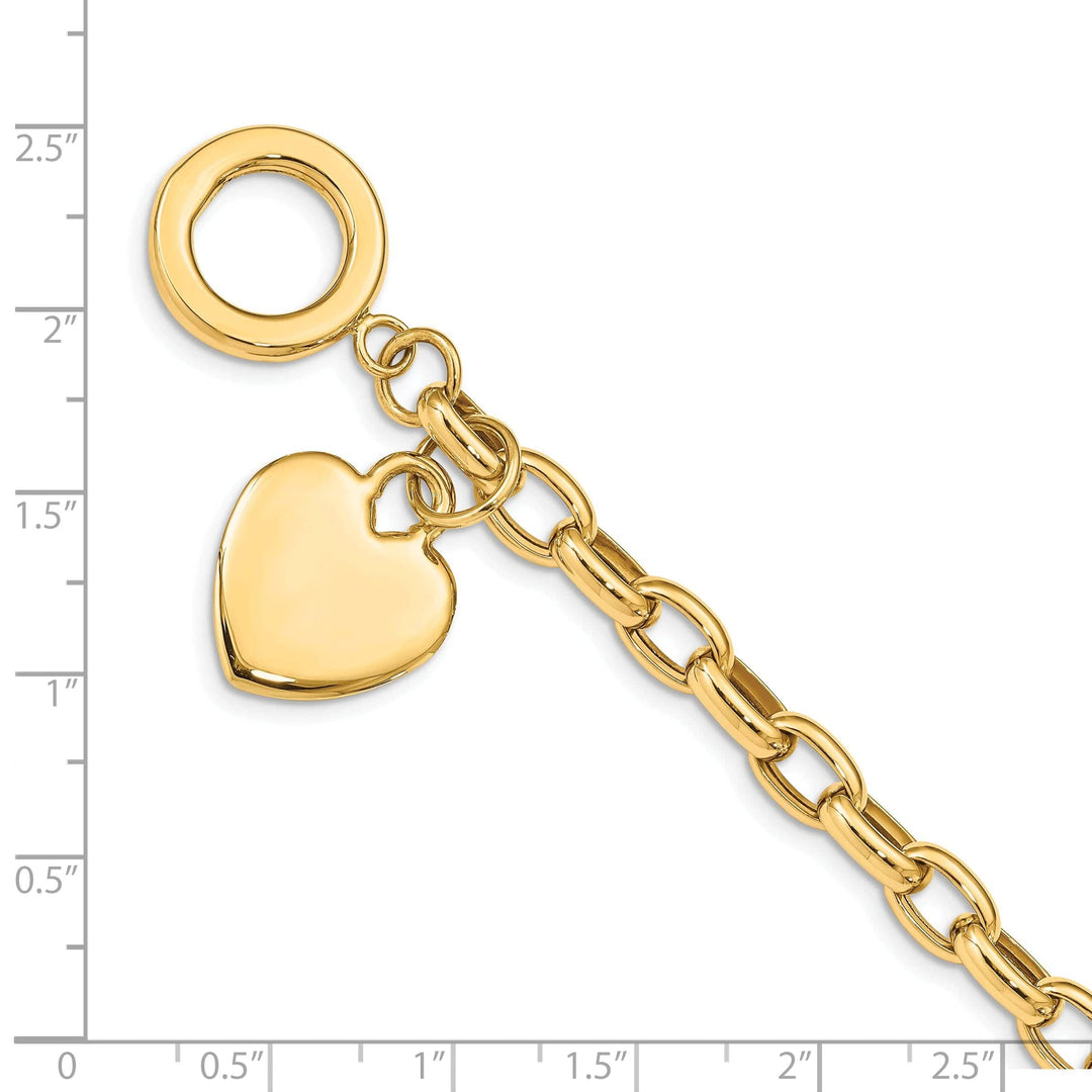 Lovely Rita's Bracelets 14k yellow gold link bracelet with dangle heart charm 7.5-inch length
