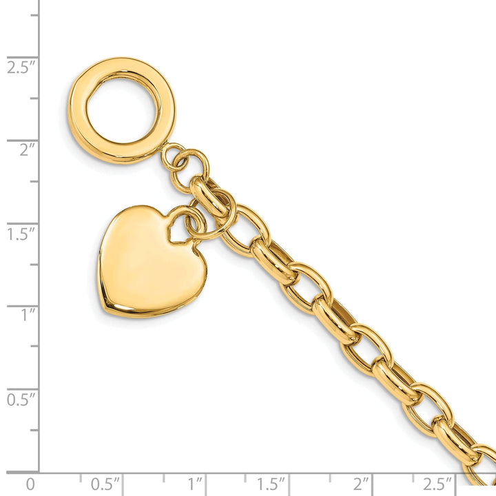 Lovely Rita's Bracelets 14k yellow gold link bracelet with dangle heart charm 7.5-inch length