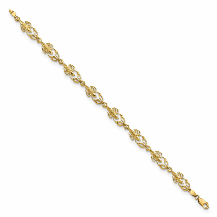 Lovely Rita's Bracelets 14k yellow gold lobster design bracelet. Textured polished finish, 7.5-inch, 8.05-mm wide,