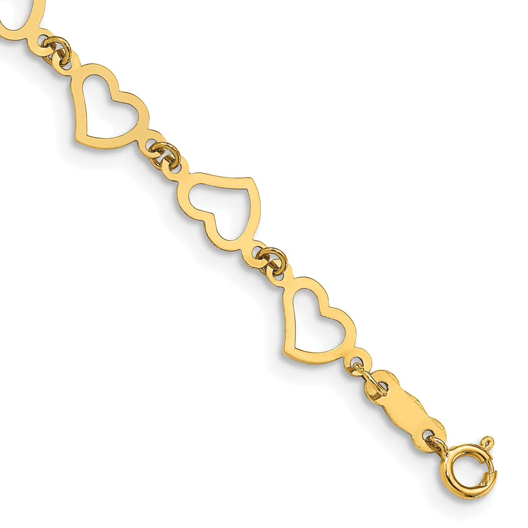 Lovely Rita's Bracelets 14k yellow gold open heart bracelet polished 7.5-inch