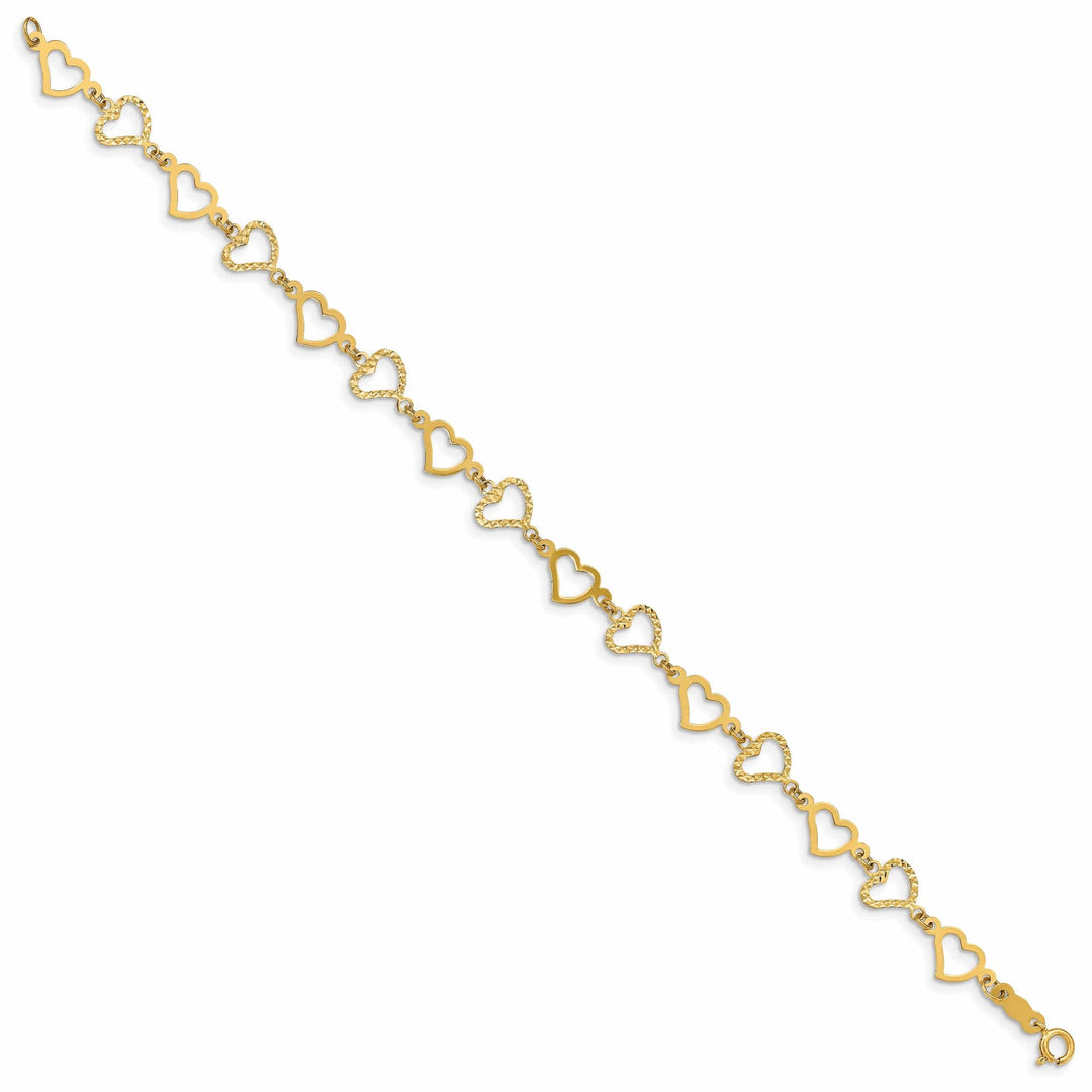 Lovely Rita's Bracelets 14K Yellow Gold Open Hearts Bracelet 7.25-inch