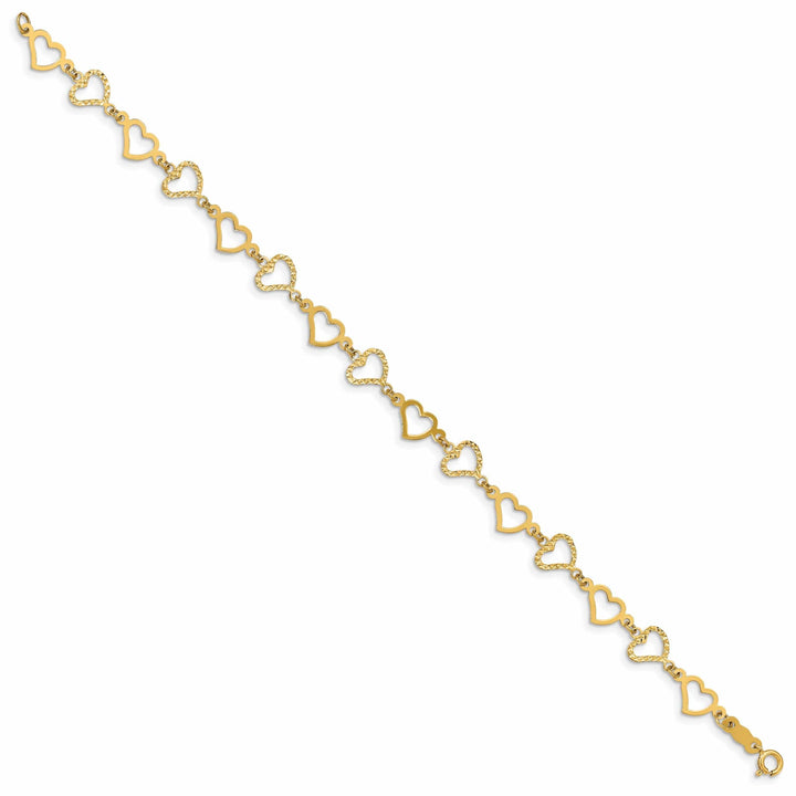 Lovely Rita's Bracelets 14K Yellow Gold Open Hearts Bracelet 7.25-inch