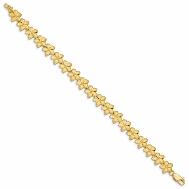 Lovely Rita's Bracelets 14K yellow gold Plumeria 7.25-inch, 10-mm wide bracelet