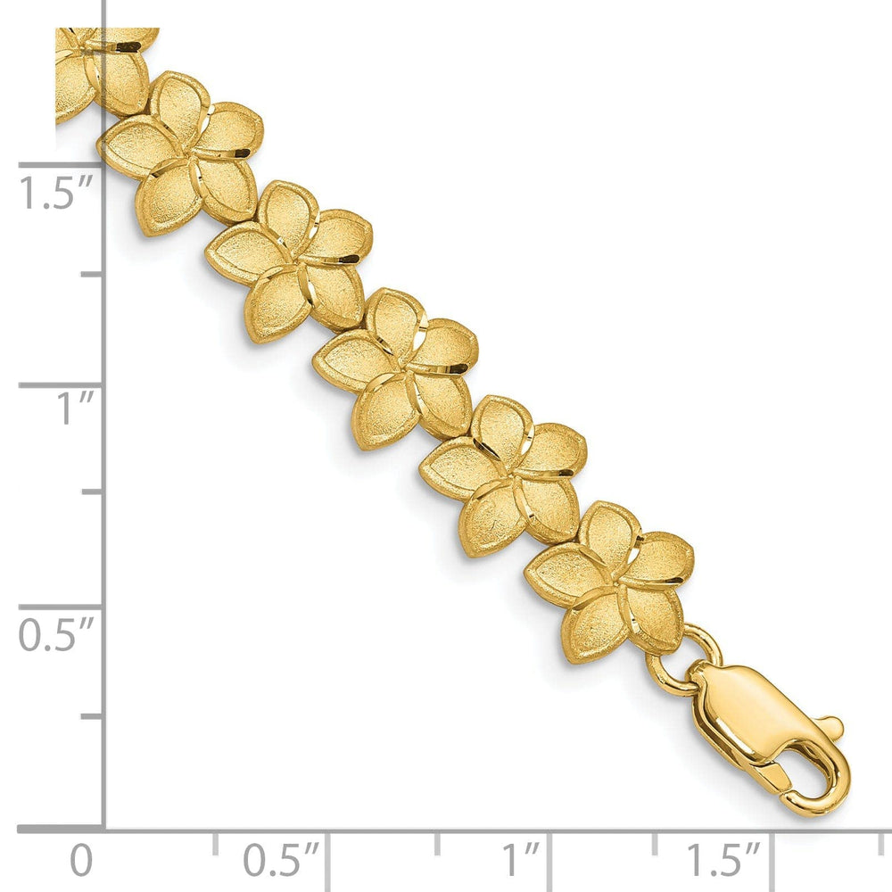 Lovely Rita's Bracelets 14K yellow gold Plumeria 7.25-inch, 10-mm wide bracelet