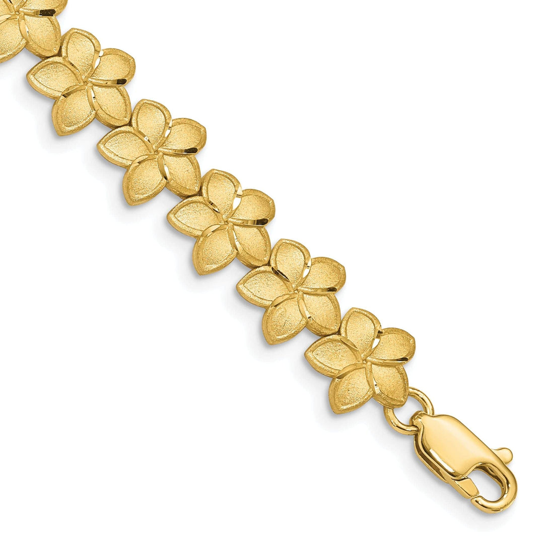 Lovely Rita's Bracelets 14K yellow gold Plumeria 7.25-inch, 10-mm wide bracelet