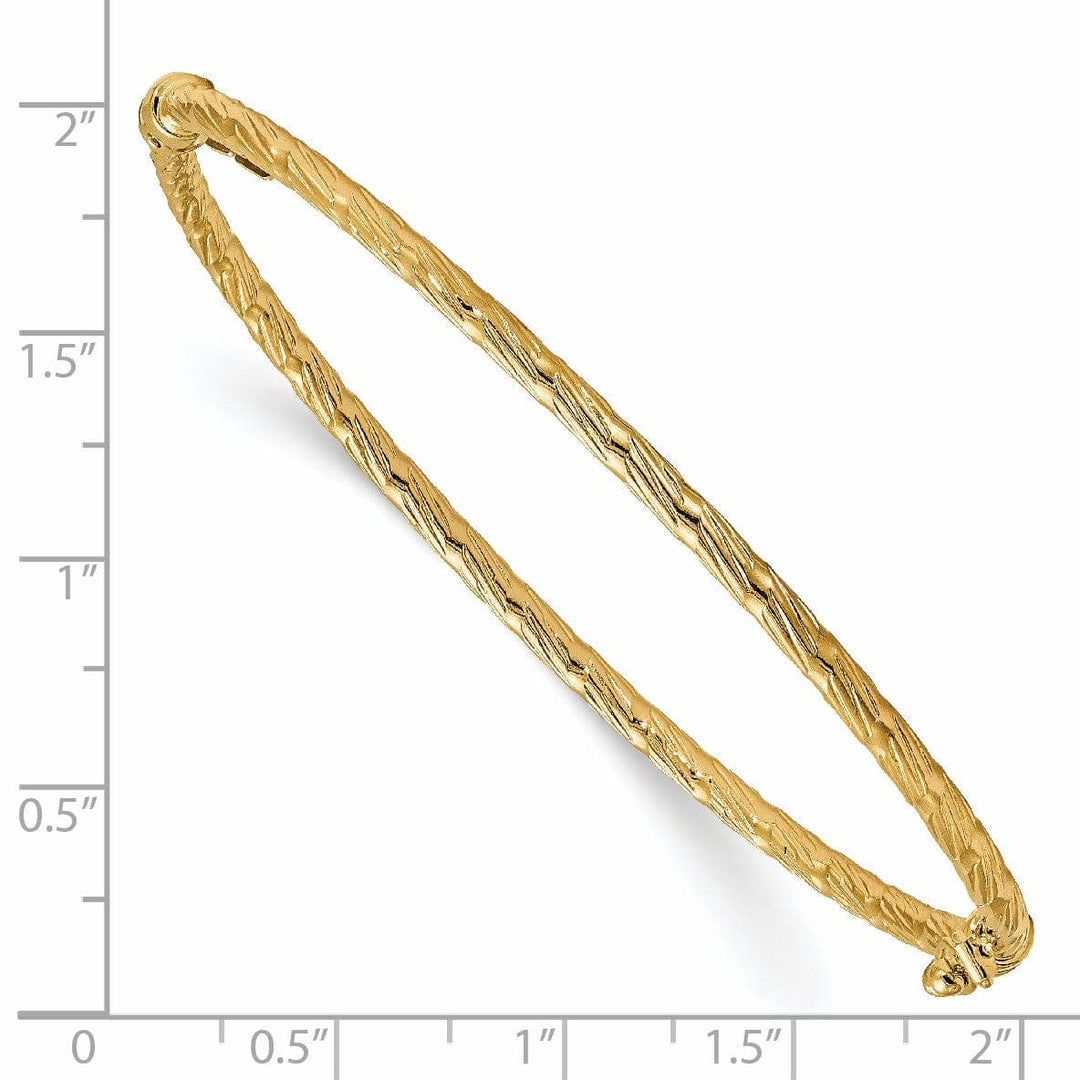 Lovely Rita's Bracelets 14k Yellow Gold Polished Textured Hinged Bangle