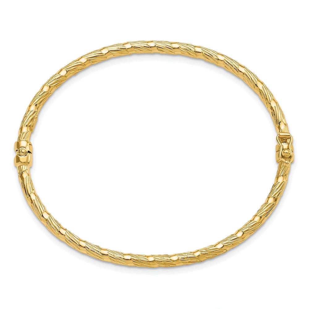 Lovely Rita's Bracelets 14k Yellow Gold Polished Textured Hinged Bangle