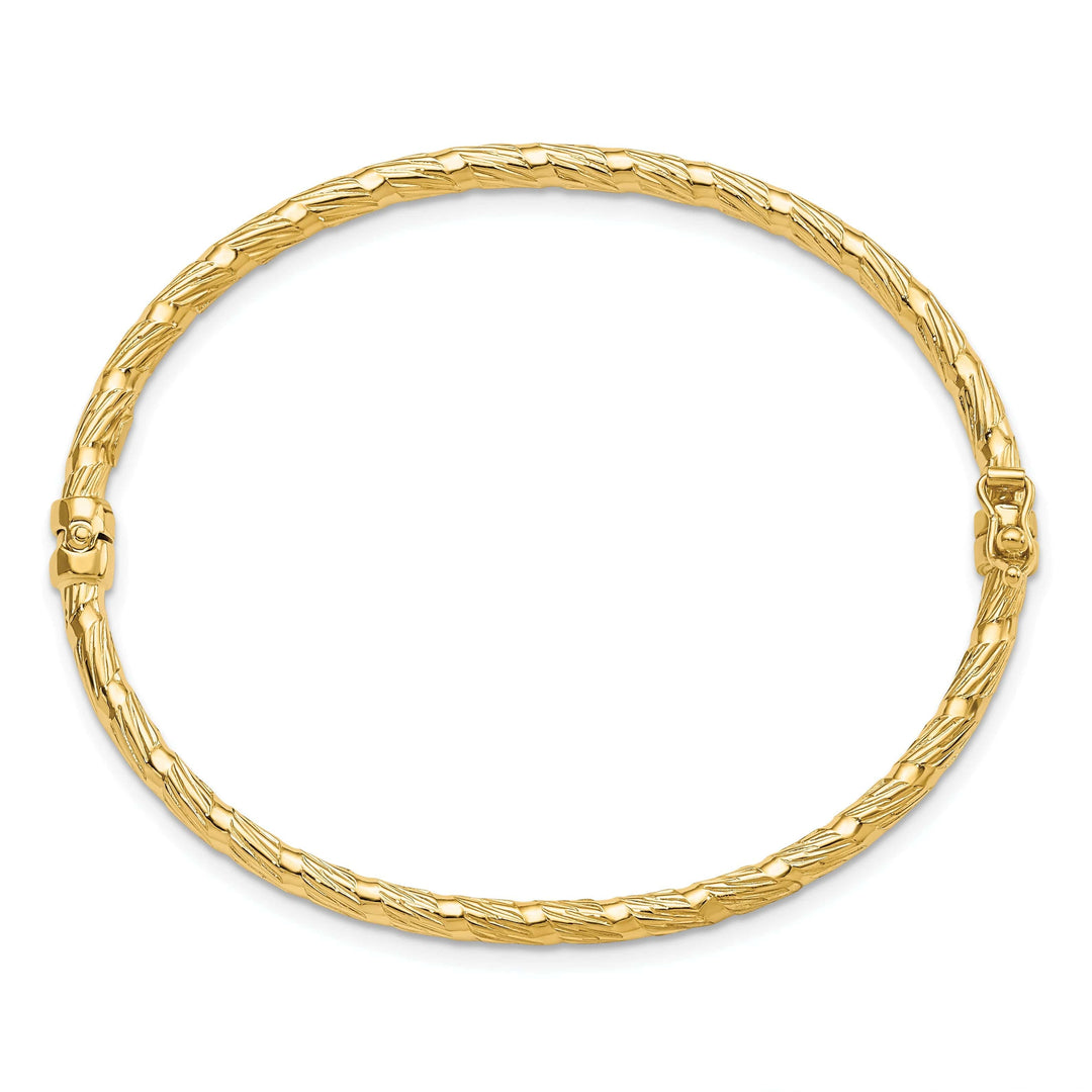 Lovely Rita's Bracelets 14k Yellow Gold Polished Textured Hinged Bangle