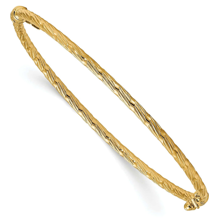 Lovely Rita's Bracelets 14k Yellow Gold Polished Textured Hinged Bangle