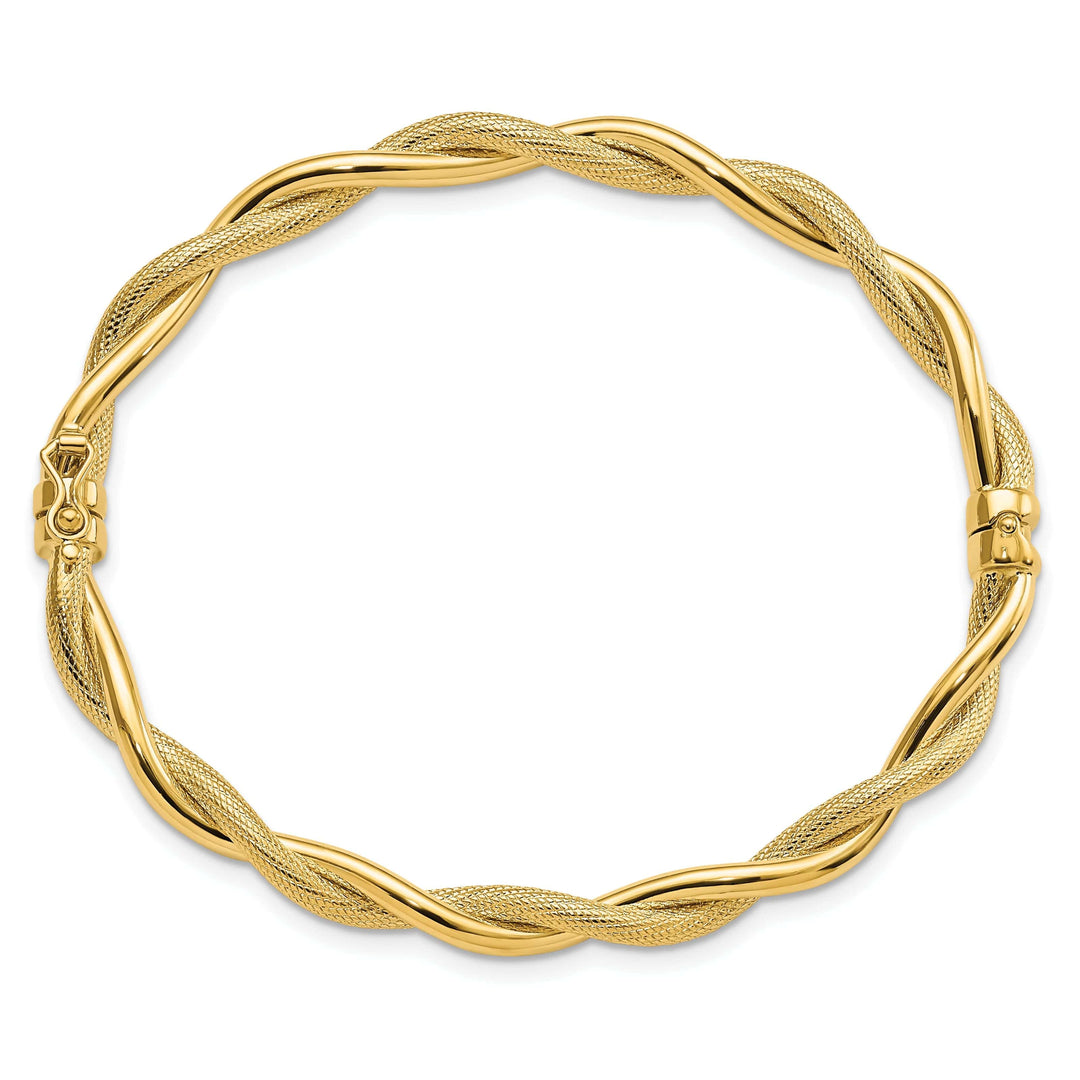 Lovely Rita's Bracelets 14k Yellow Gold Polished Textured Twist Bangle
