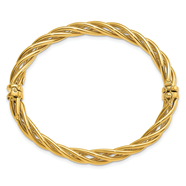 Lovely Rita's Bracelets 14k Yellow Gold Polished Twisted Hinged Bangle