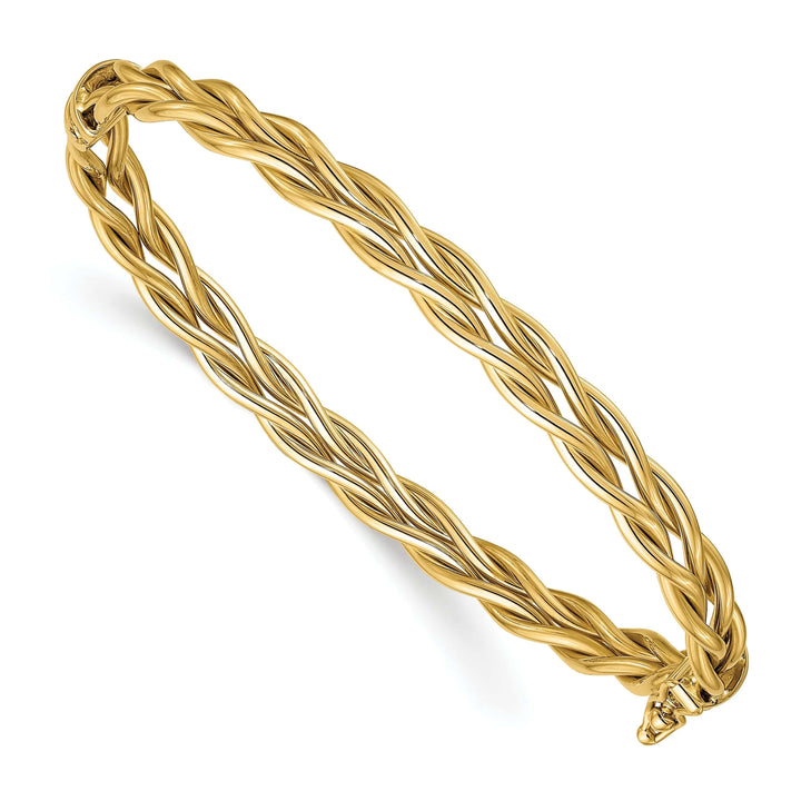 Lovely Rita's Bracelets 14k Yellow Gold Polished Weaved Hinged Bangle
