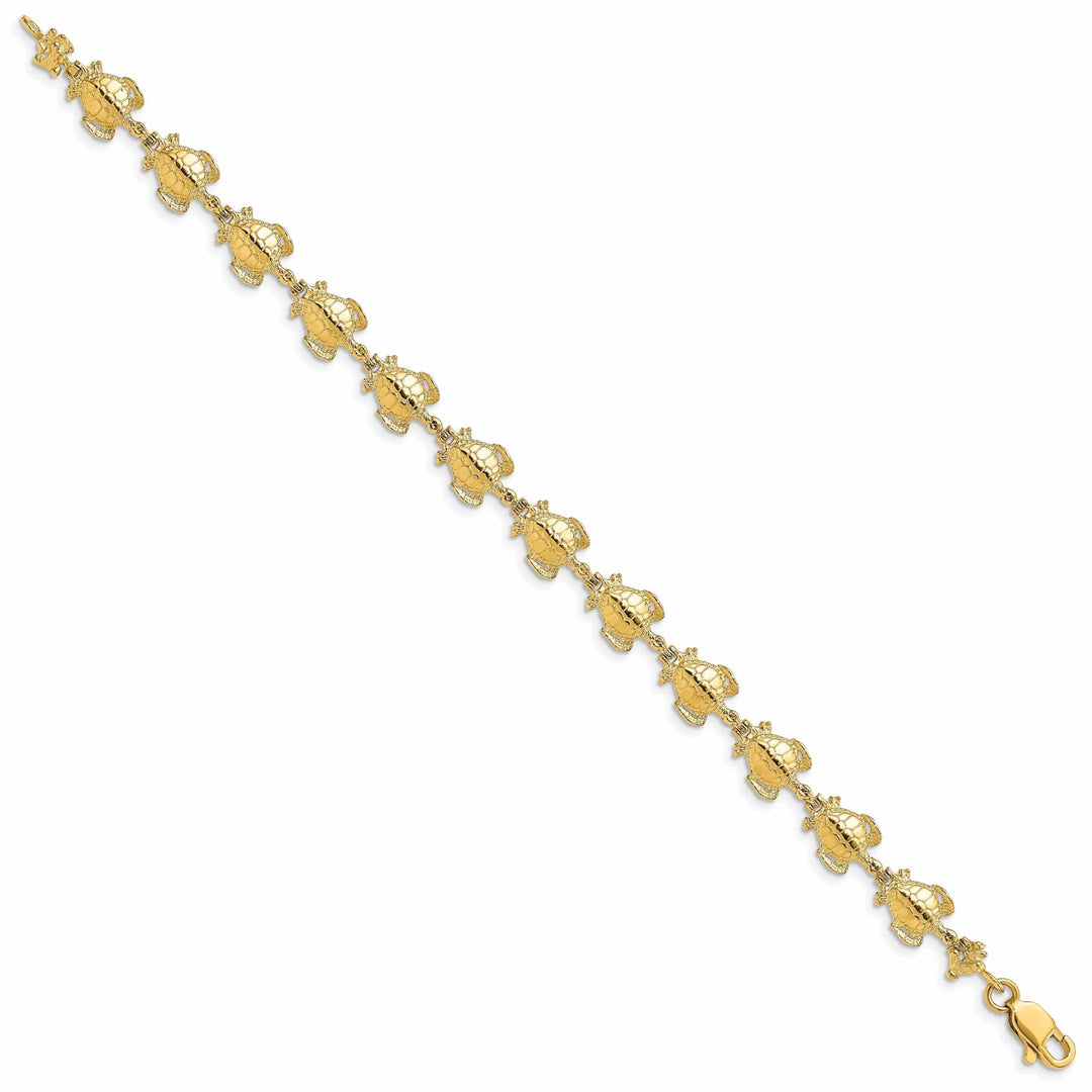 Lovely Rita's Bracelets 14k Yellow Gold Sea Turtle Bracelet-8mm width, 7.5" length
