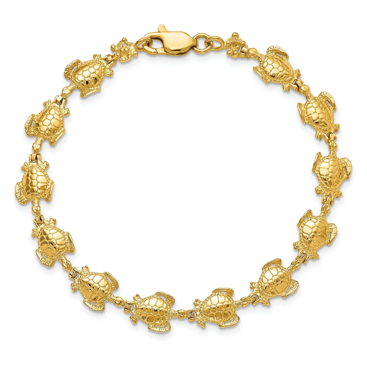Lovely Rita's Bracelets 14k Yellow Gold Sea Turtle Bracelet-8mm width, 7.5" length