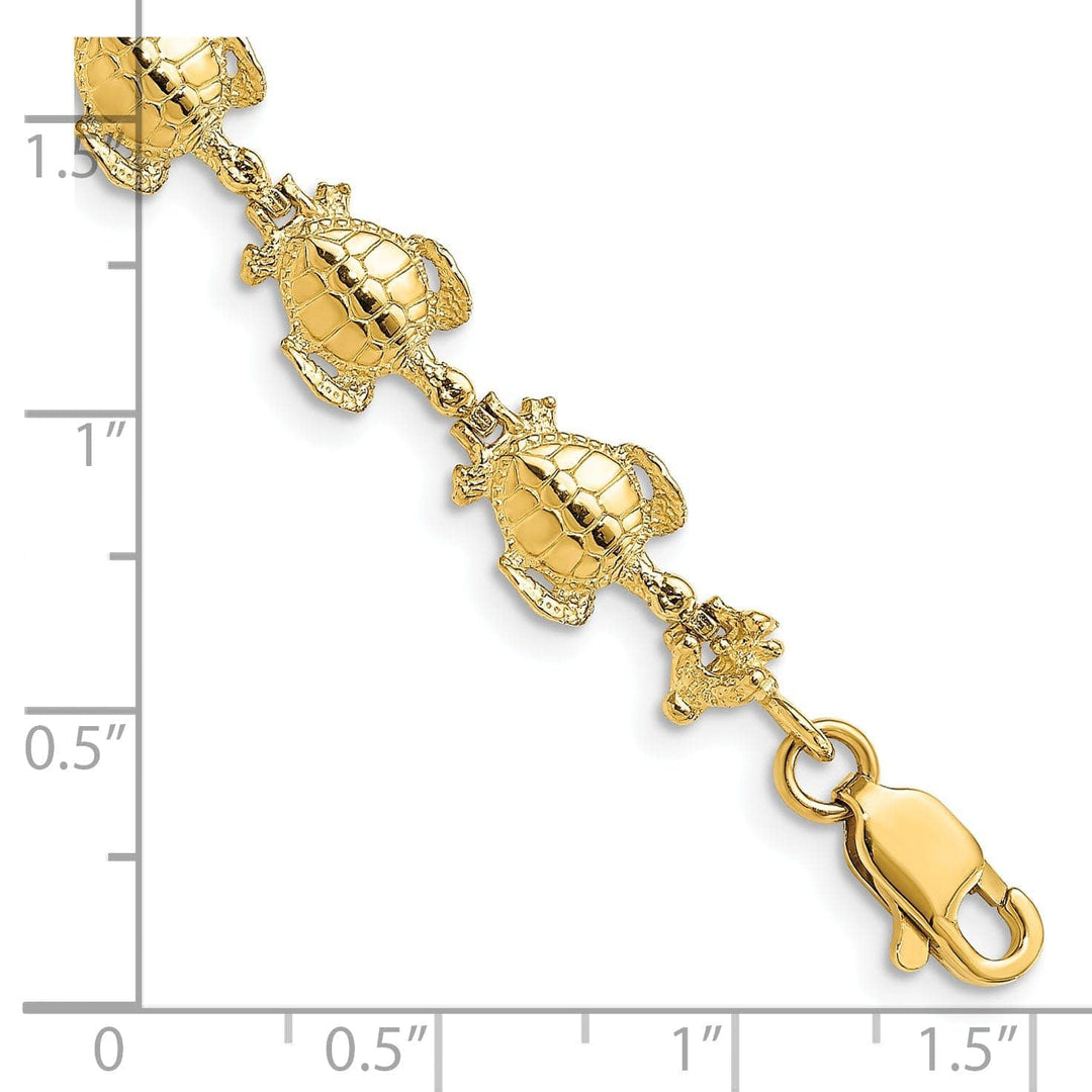Lovely Rita's Bracelets 14k Yellow Gold Sea Turtle Bracelet-8mm width, 7.5" length