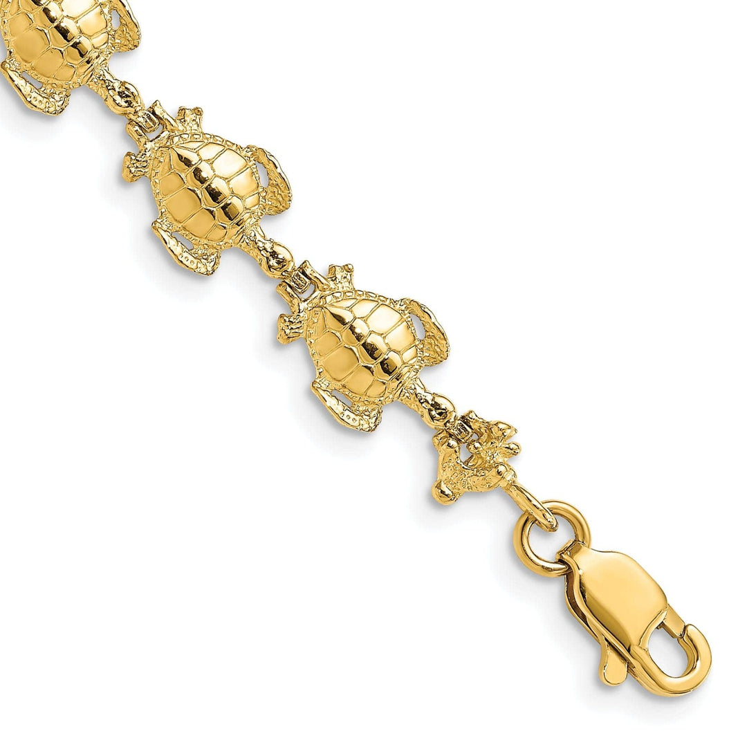 Lovely Rita's Bracelets 14k Yellow Gold Sea Turtle Bracelet-8mm width, 7.5" length