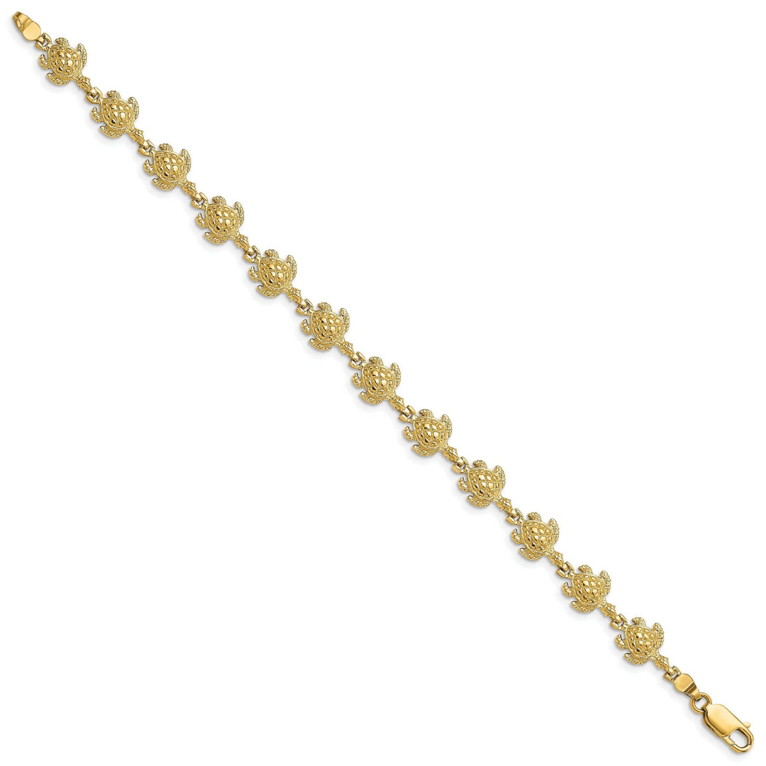 Lovely Rita's Bracelets 14k Yellow Gold Sea Turtle Bracelet. Polished, 8.5mm width, 7" length