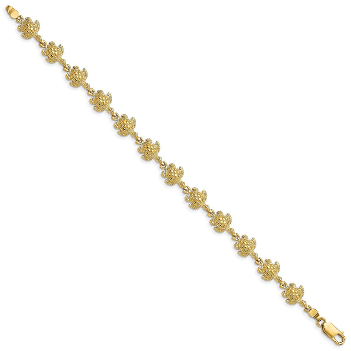 Lovely Rita's Bracelets 14k Yellow Gold Sea Turtle Bracelet. Polished, 8.5mm width, 7" length