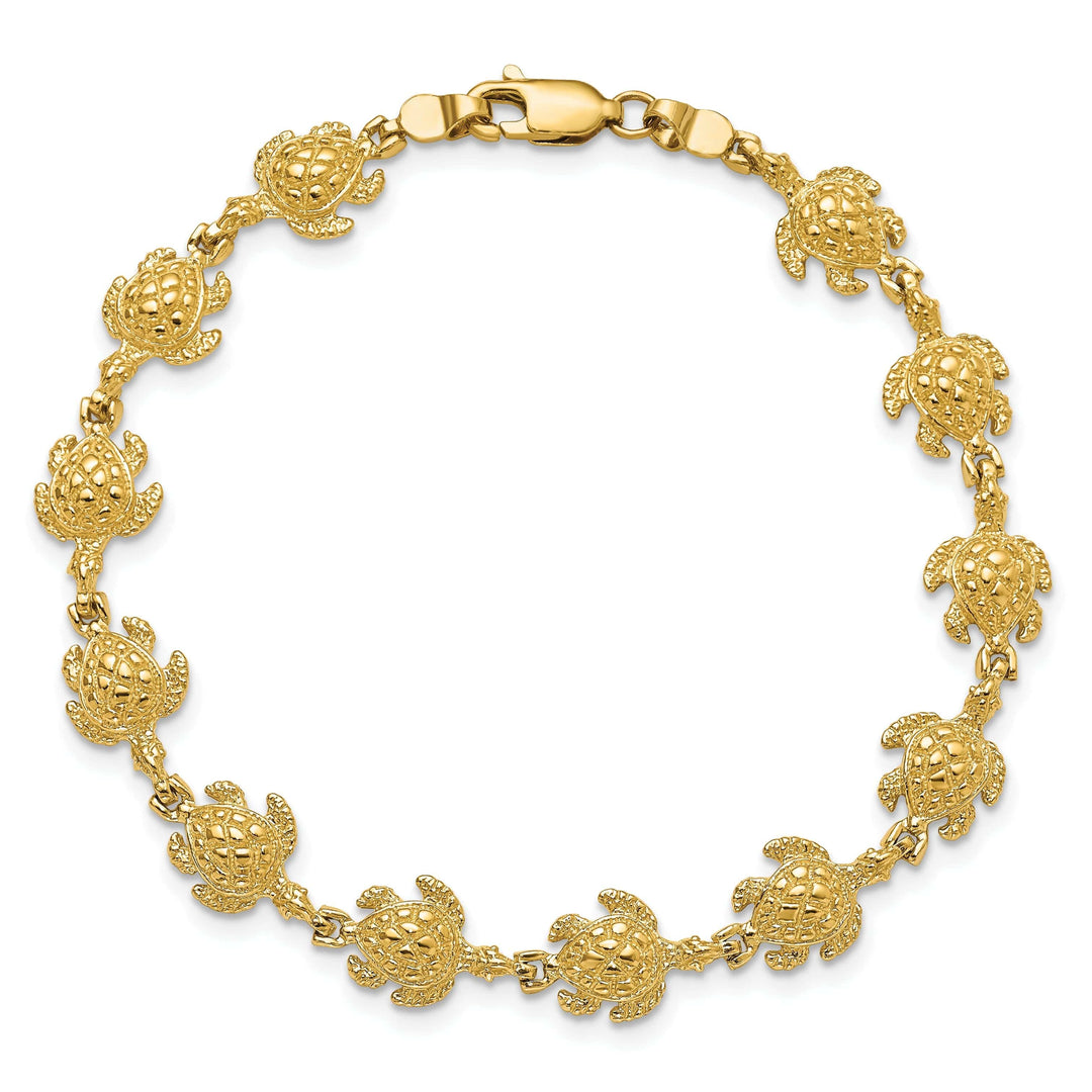Lovely Rita's Bracelets 14k Yellow Gold Sea Turtle Bracelet. Polished, 8.5mm width, 7" length