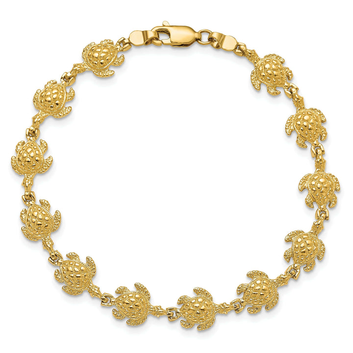 Lovely Rita's Bracelets 14k Yellow Gold Sea Turtle Bracelet. Polished, 8.5mm width, 7" length
