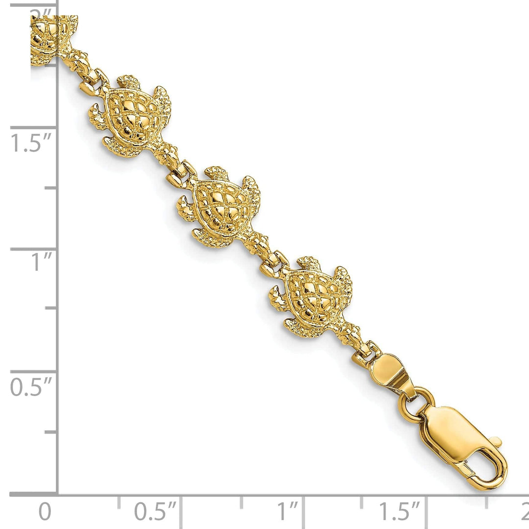 Lovely Rita's Bracelets 14k Yellow Gold Sea Turtle Bracelet. Polished, 8.5mm width, 7" length