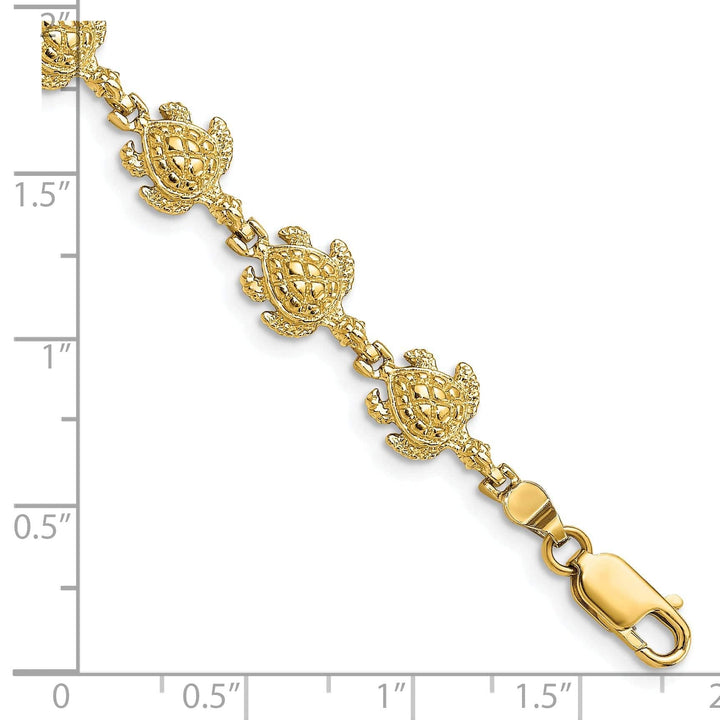 Lovely Rita's Bracelets 14k Yellow Gold Sea Turtle Bracelet. Polished, 8.5mm width, 7" length