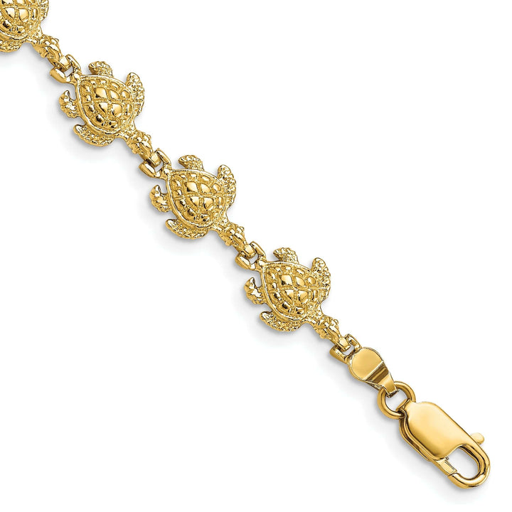 Lovely Rita's Bracelets 14k Yellow Gold Sea Turtle Bracelet. Polished, 8.5mm width, 7" length
