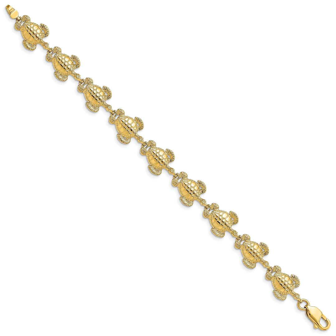 Lovely Rita's Bracelets 14k Yellow Gold Sea Turtle Bracelet. Polished finish, 12mm width, 7.25" length