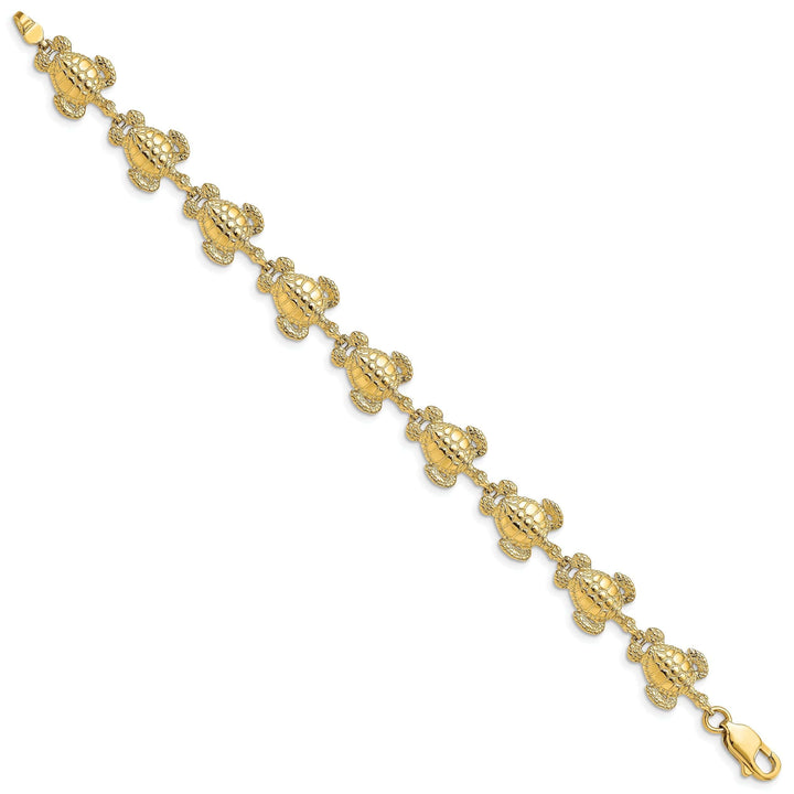 Lovely Rita's Bracelets 14k Yellow Gold Sea Turtle Bracelet. Polished finish, 12mm width, 7.25" length