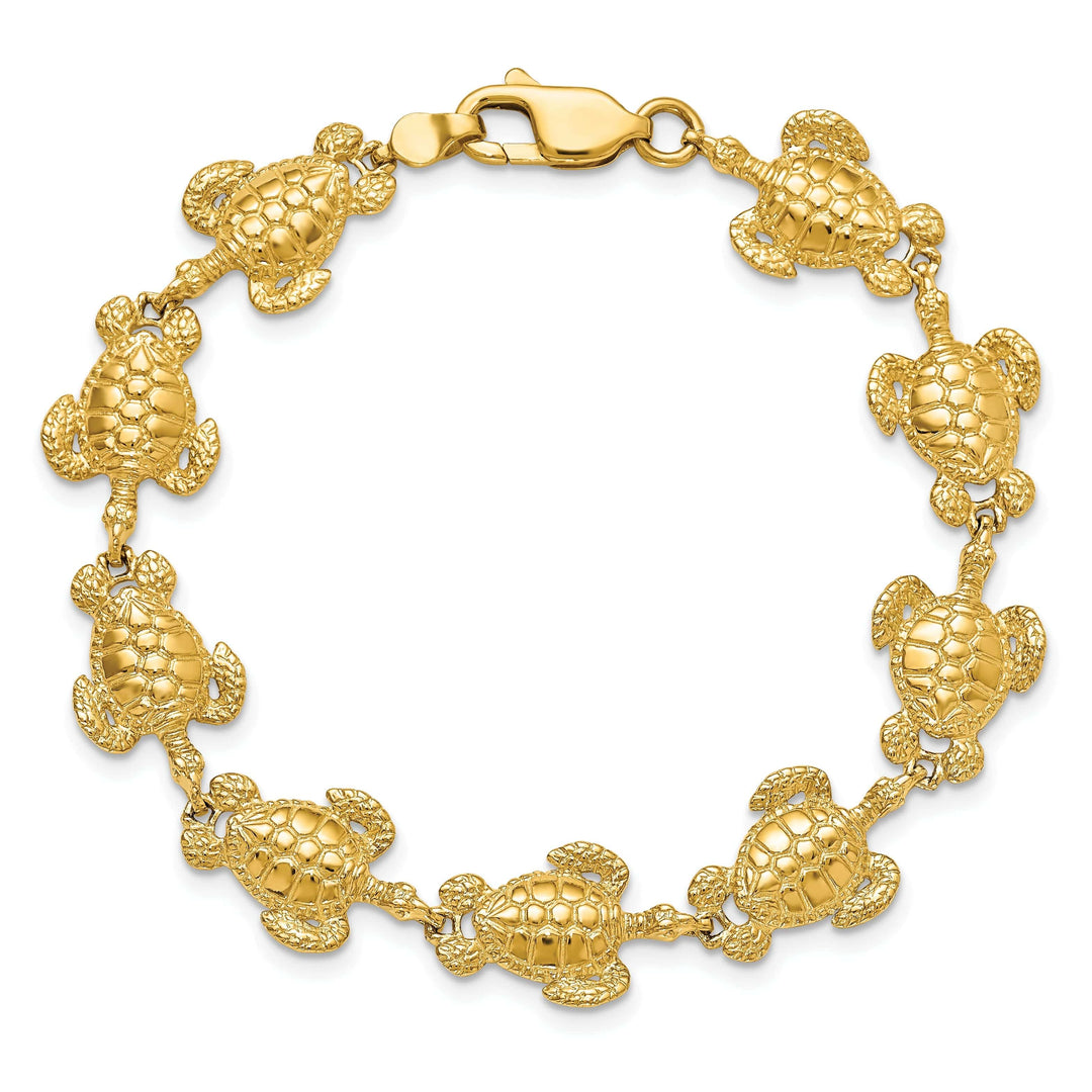 Lovely Rita's Bracelets 14k Yellow Gold Sea Turtle Bracelet. Polished finish, 12mm width, 7.25" length