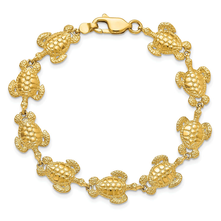 Lovely Rita's Bracelets 14k Yellow Gold Sea Turtle Bracelet. Polished finish, 12mm width, 7.25" length