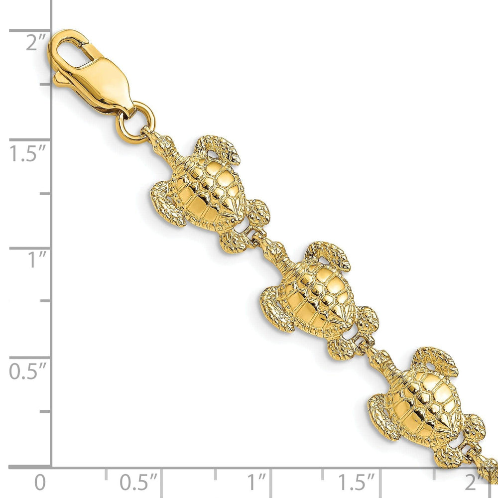 Lovely Rita's Bracelets 14k Yellow Gold Sea Turtle Bracelet. Polished finish, 12mm width, 7.25" length